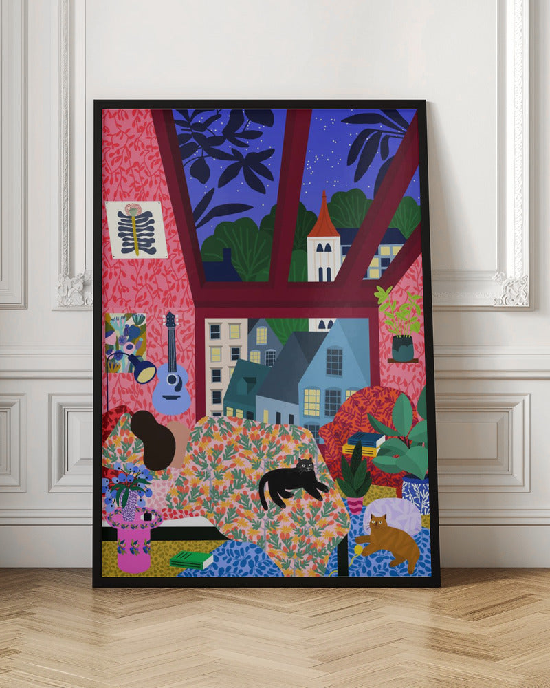 9933x14043 Din Sleeping 142 With a View.png - Stretched Canvas, Poster or Fine Art Print I Heart Wall Art