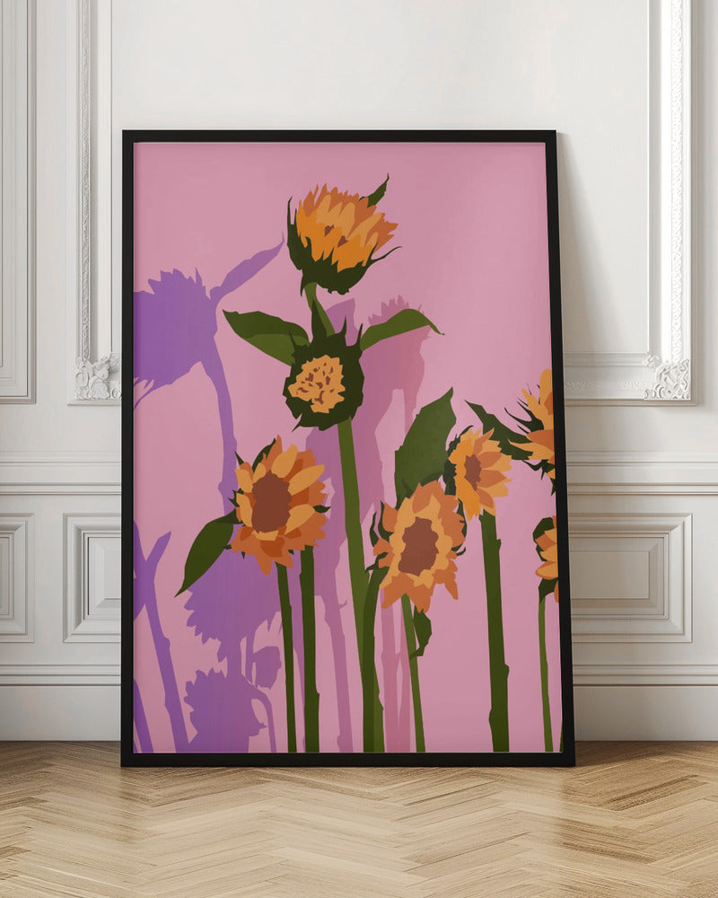 Golden Sunflowers Inside - Stretched Canvas, Poster or Fine Art Print I Heart Wall Art