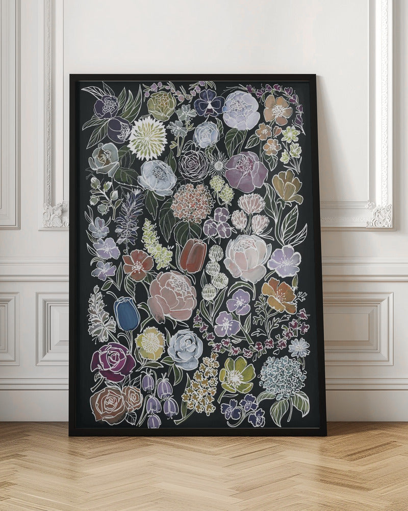 Ragni moody flowers in white - Stretched Canvas, Poster or Fine Art Print I Heart Wall Art