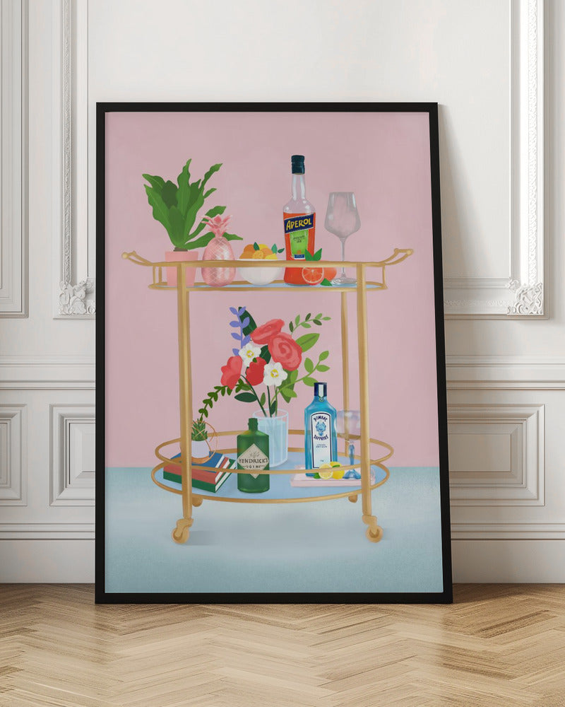 Bar Cart - Stretched Canvas, Poster or Fine Art Print I Heart Wall Art