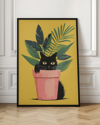 Cat In the Plant - Stretched Canvas, Poster or Fine Art Print I Heart Wall Art