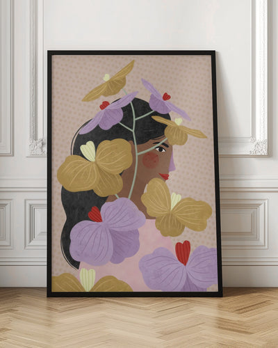 Hidden behind yellow purple flowers - Stretched Canvas, Poster or Fine Art Print I Heart Wall Art