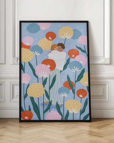 Mother and Child Amongst Flowers - Stretched Canvas, Poster or Fine Art Print I Heart Wall Art