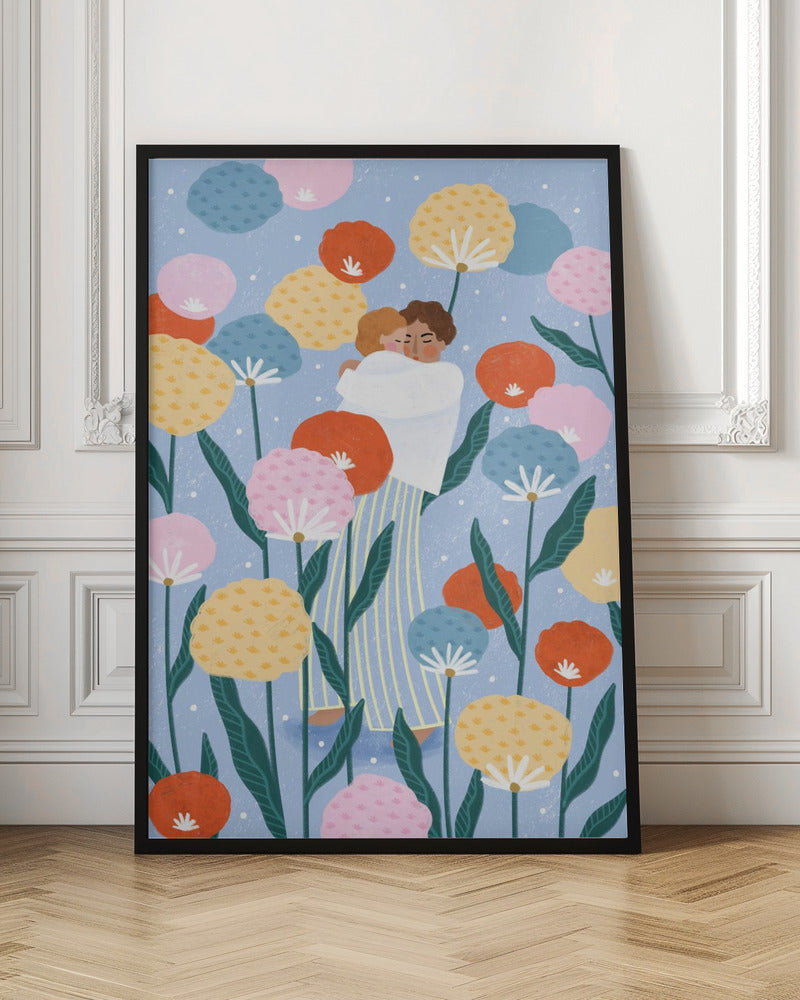 Mother and Child Amongst Flowers - Stretched Canvas, Poster or Fine Art Print I Heart Wall Art
