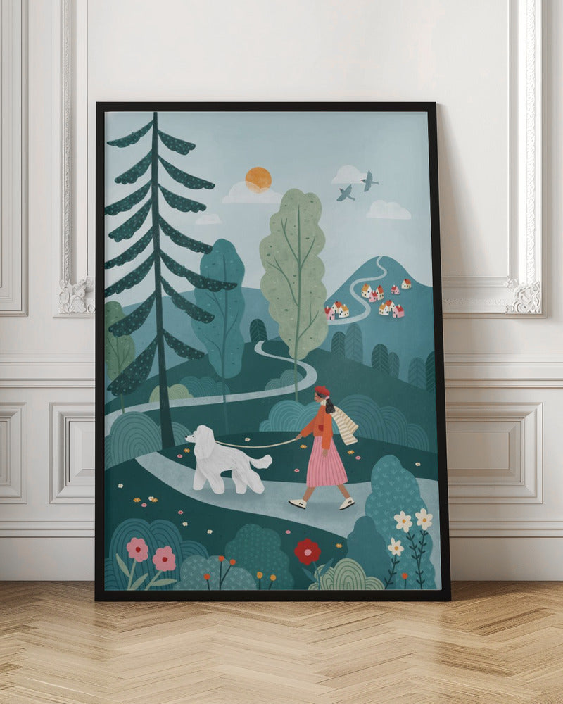 Poodle Walk - Stretched Canvas, Poster or Fine Art Print I Heart Wall Art