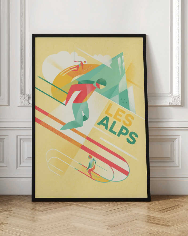 Retro Ski - Stretched Canvas, Poster or Fine Art Print