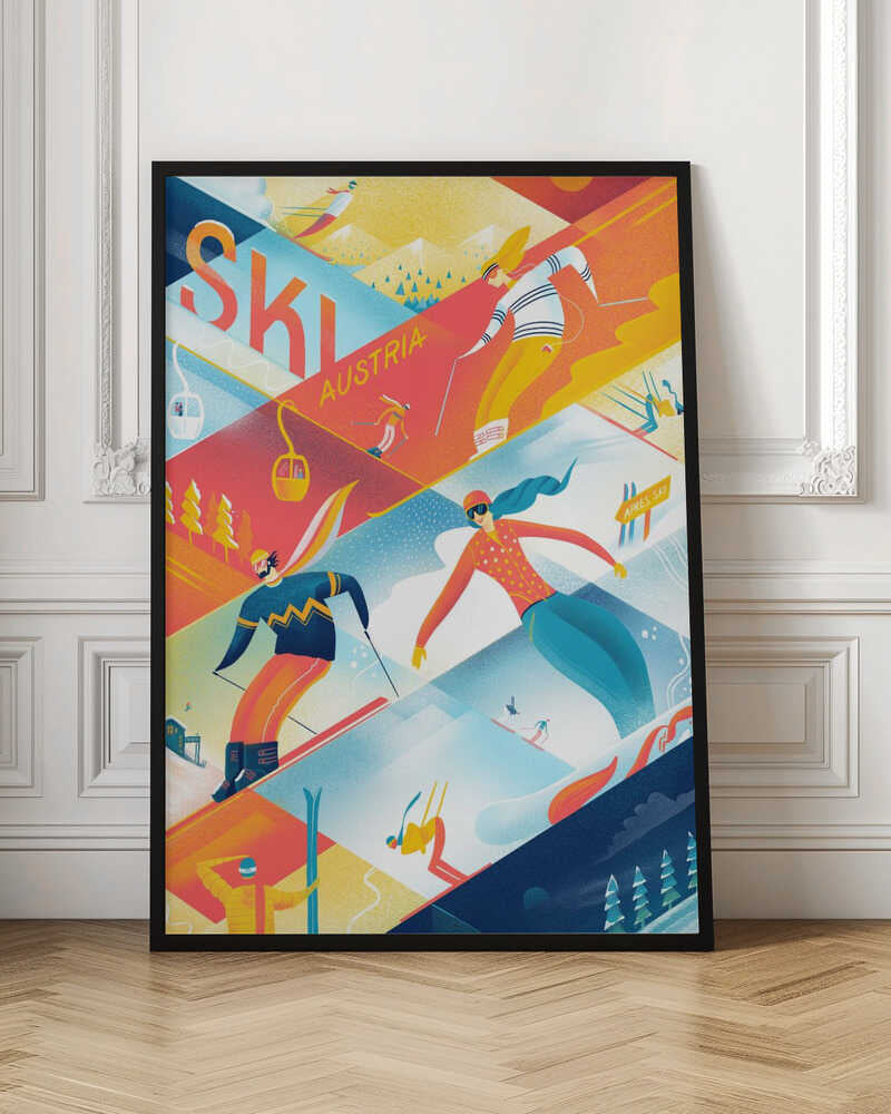 Ski the Lines - Stretched Canvas, Poster or Fine Art Print