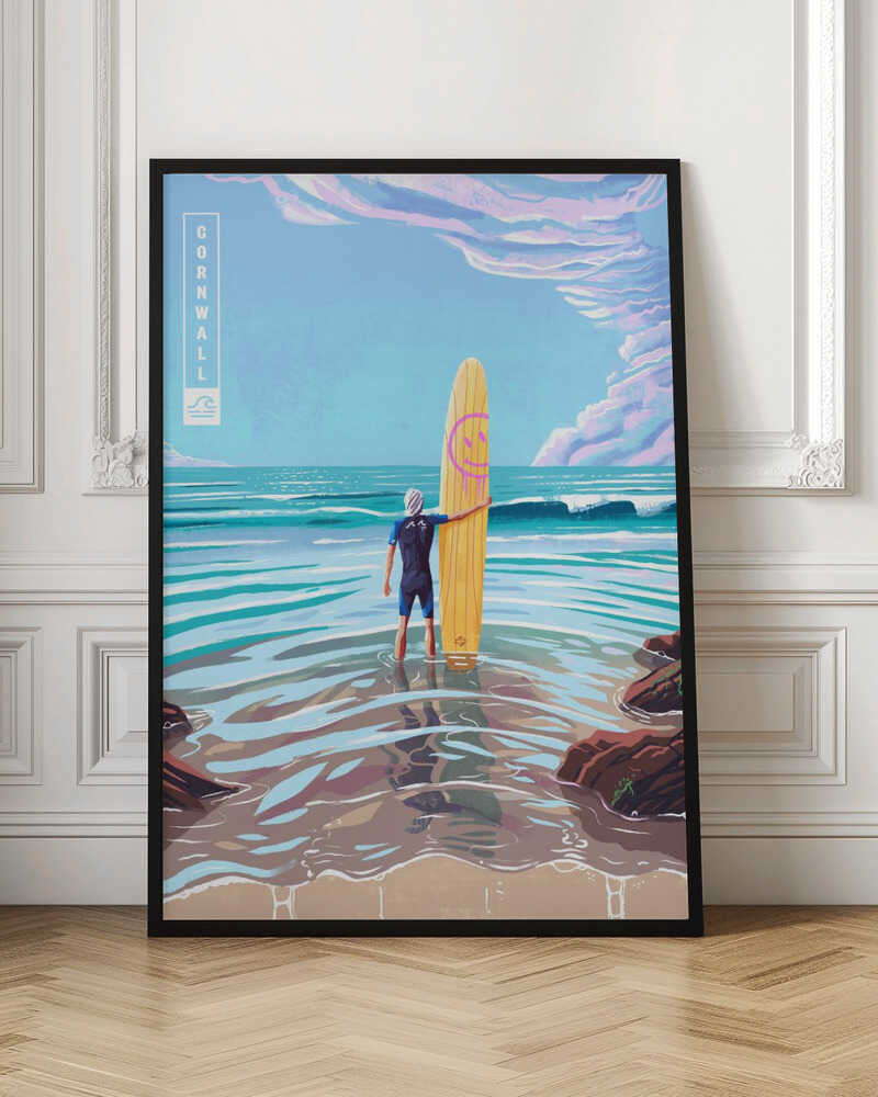 Surf Cornwall - Stretched Canvas, Poster or Fine Art Print