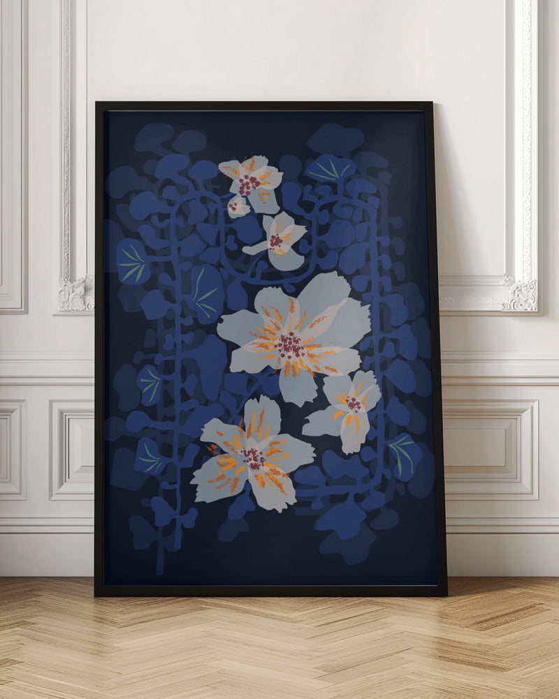 Orchids Shadow Blue Notes - Stretched Canvas, Poster or Fine Art Print I Heart Wall Art