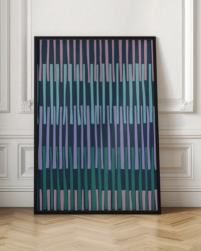 Block print geometrics stripes dark blue - Stretched Canvas, Poster or Fine Art Print I Heart Wall Art