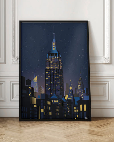 NYC Manhathan by night - Stretched Canvas, Poster or Fine Art Print I Heart Wall Art