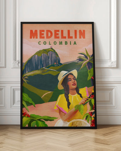Medellin Colombia Travel Poster - Stretched Canvas, Poster or Fine Art Print I Heart Wall Art