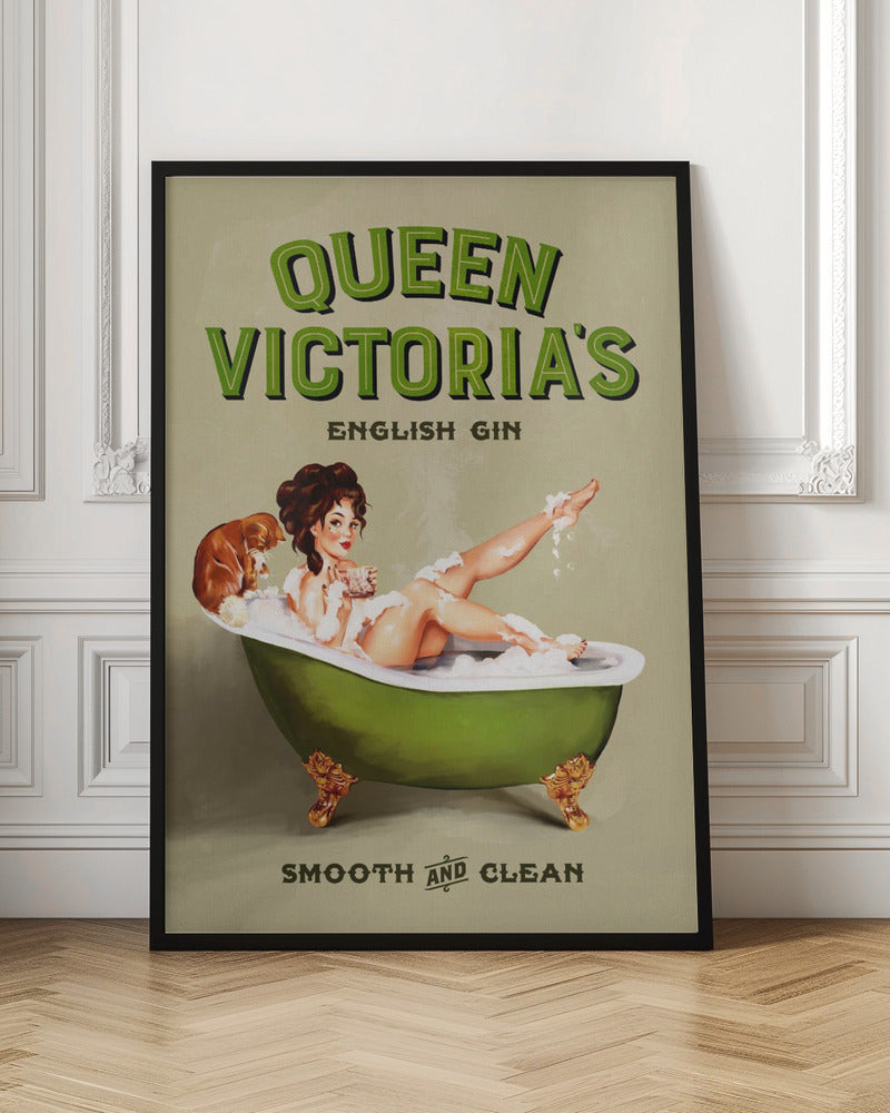 Queen Victoria English Gin Bath Pinup Girl - Stretched Canvas, Poster or Fine Art Print I Heart Wall Art