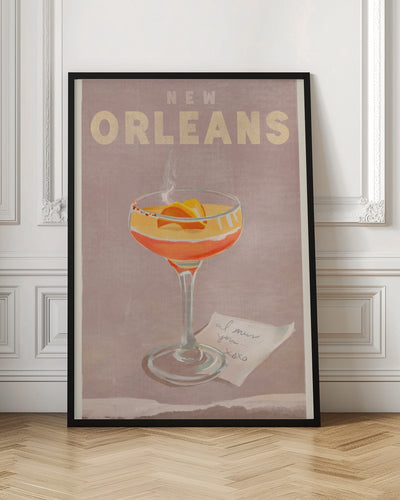New Orleans Cocktail Travel Poster - Stretched Canvas, Poster or Fine Art Print I Heart Wall Art