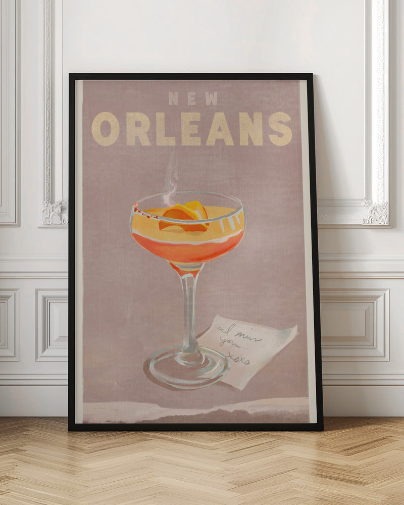 New Orleans Cocktail Travel Poster - Stretched Canvas, Poster or Fine Art Print I Heart Wall Art