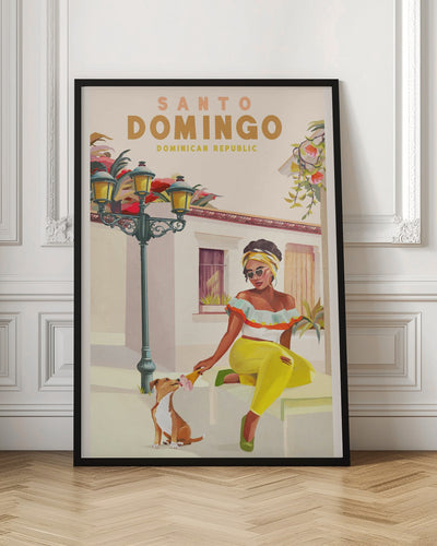 Santo Domingo Dominican Republic Woman &amp; Dog - Stretched Canvas, Poster or Fine Art Print I Heart Wall Art
