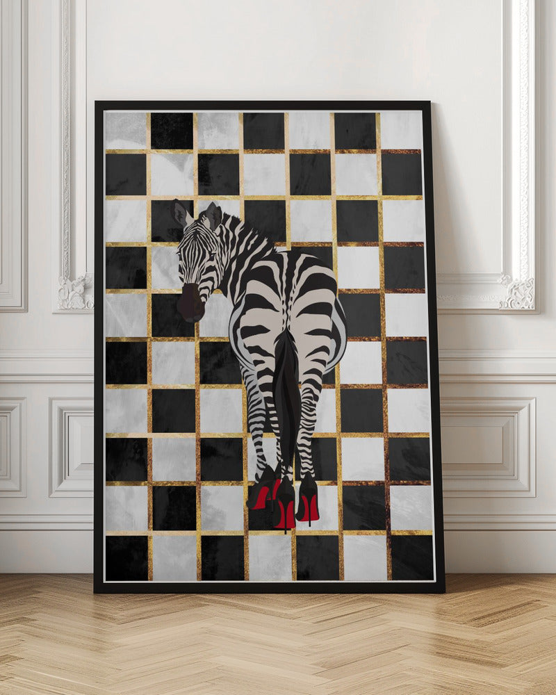 Zebra Heels Checkerboard - Stretched Canvas, Poster or Fine Art Print I Heart Wall Art