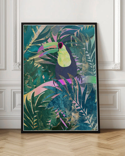 Jungle Rainbow Toucan - Stretched Canvas, Poster or Fine Art Print I Heart Wall Art