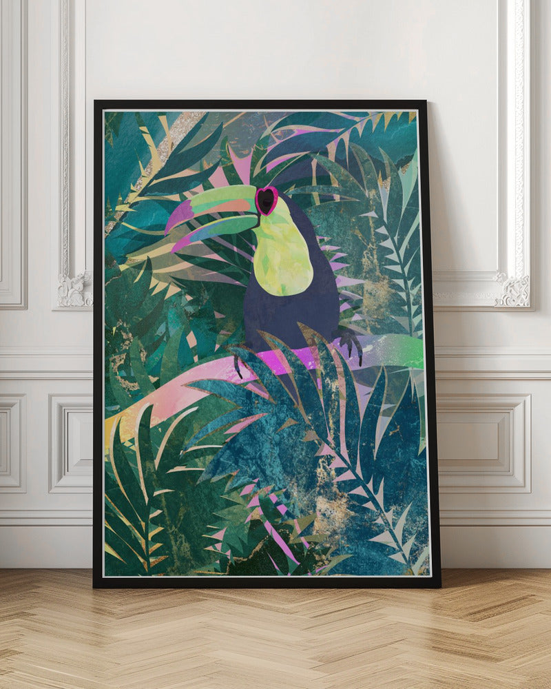 Jungle Rainbow Toucan - Stretched Canvas, Poster or Fine Art Print I Heart Wall Art