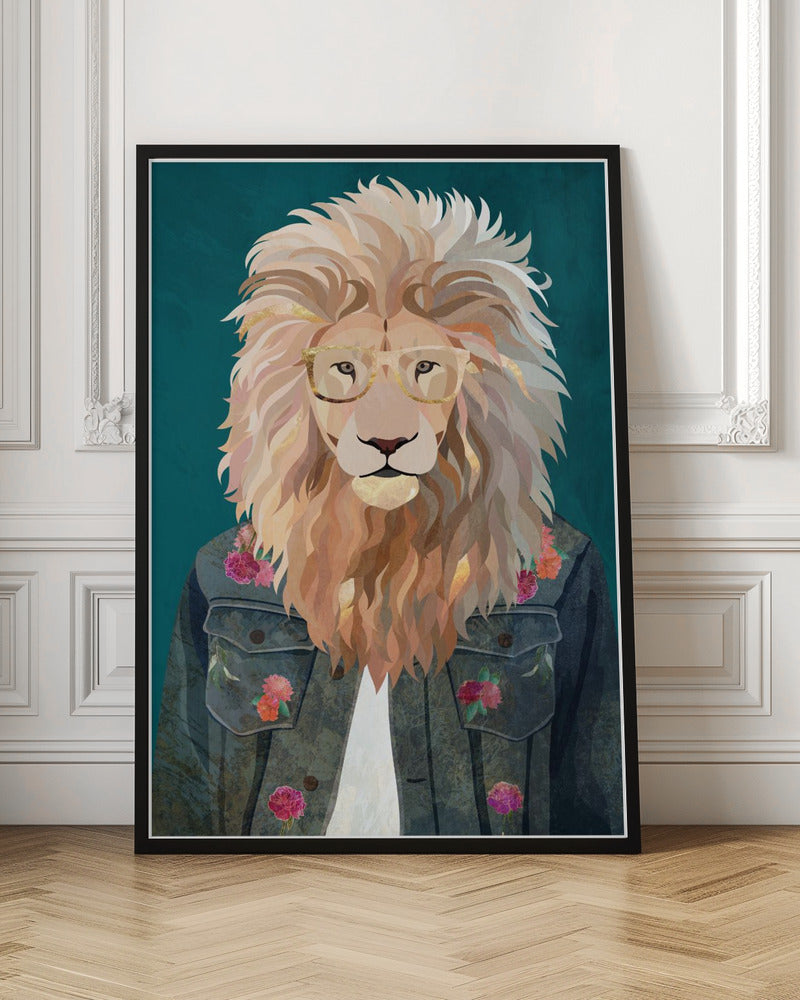 Golden fashion lion 2 - Stretched Canvas, Poster or Fine Art Print I Heart Wall Art