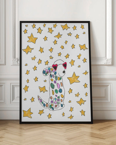 Rainbow Polkadot Dog - Stretched Canvas, Poster or Fine Art Print I Heart Wall Art
