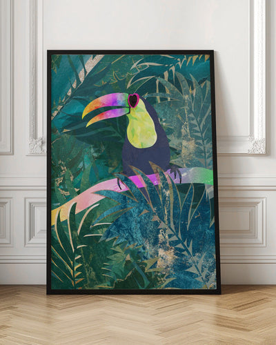 Jungle Rainbow Toucan - Stretched Canvas, Poster or Fine Art Print I Heart Wall Art
