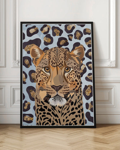 Leopard Print Leopard Blue - Stretched Canvas, Poster or Fine Art Print I Heart Wall Art