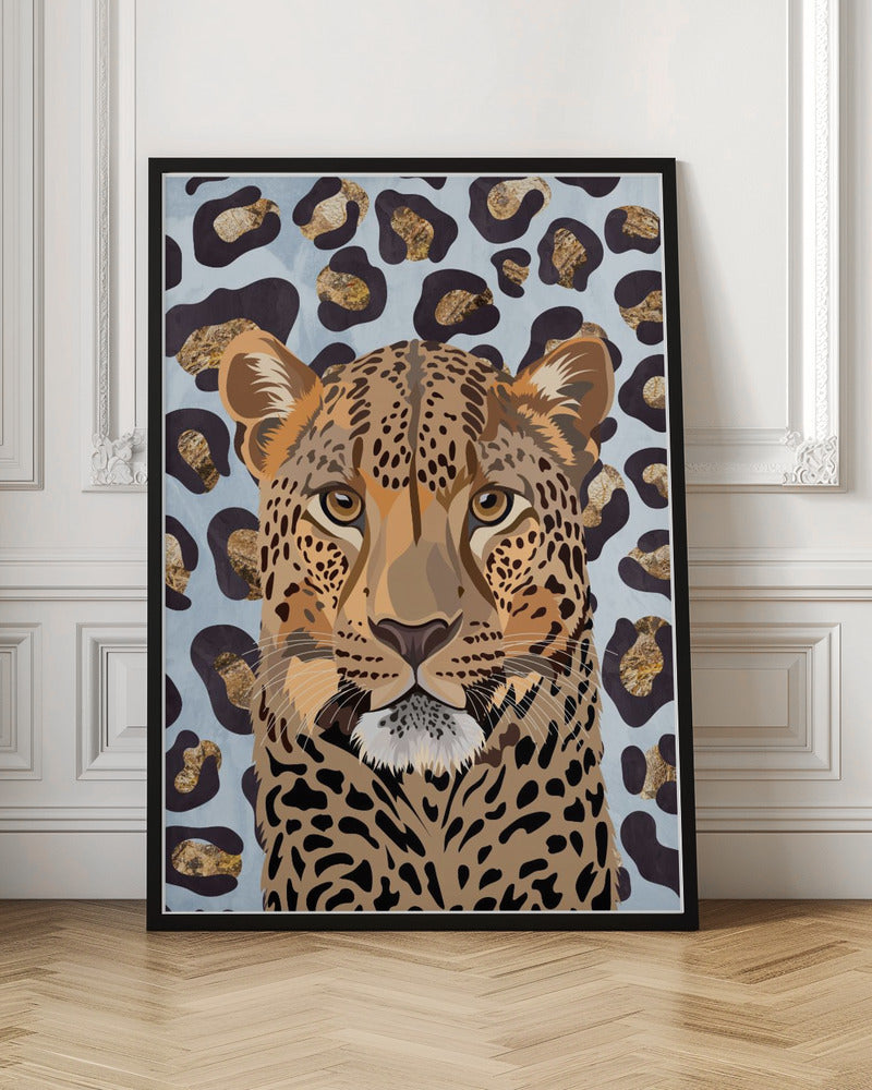Leopard Print Leopard Blue - Stretched Canvas, Poster or Fine Art Print I Heart Wall Art