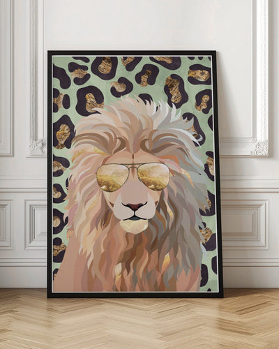 Leopard Print Lion Green - Stretched Canvas, Poster or Fine Art Print I Heart Wall Art