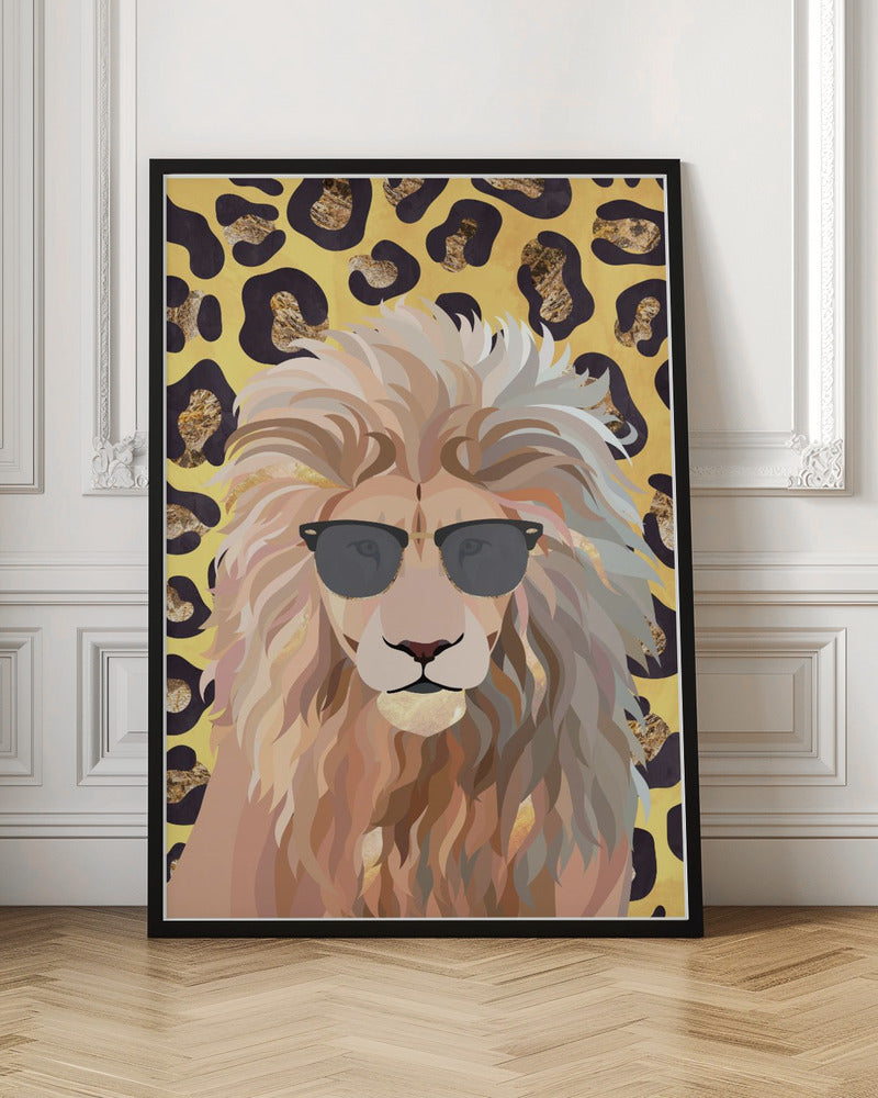 Leopard Print Lion Yellow - Stretched Canvas, Poster or Fine Art Print I Heart Wall Art