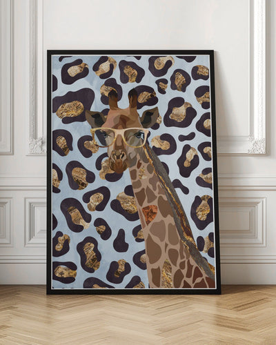 Leopard Print Giraffe Blue - Stretched Canvas, Poster or Fine Art Print I Heart Wall Art