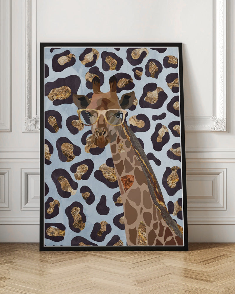 Leopard Print Giraffe Blue - Stretched Canvas, Poster or Fine Art Print I Heart Wall Art