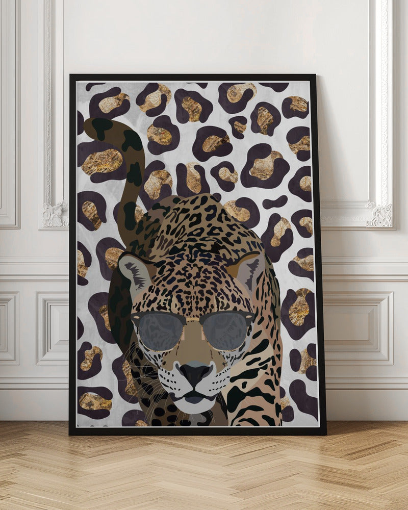 Leopard Print Jaguar Grey - Stretched Canvas, Poster or Fine Art Print I Heart Wall Art