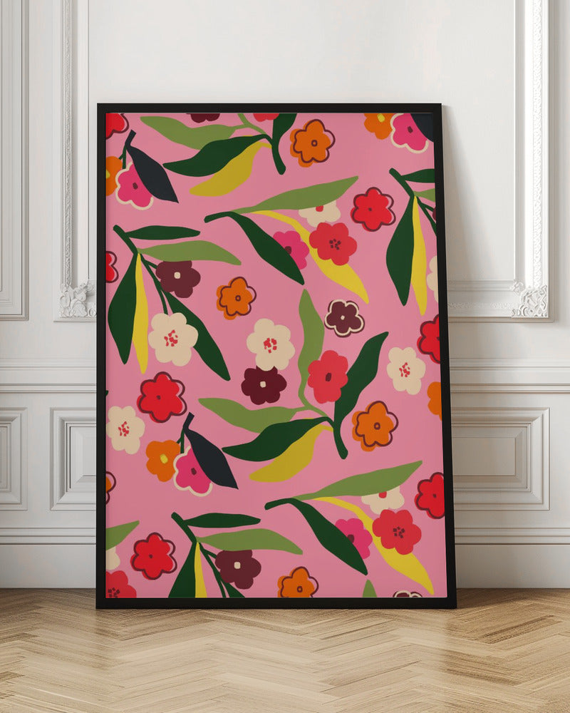 Retro Floral Fields - Stretched Canvas, Poster or Fine Art Print I Heart Wall Art