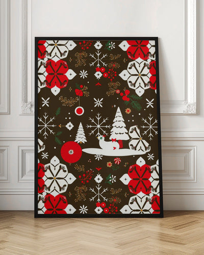 Snowy Festivities Pattern - Stretched Canvas, Poster or Fine Art Print I Heart Wall Art