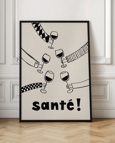 Santé Wine Party with Friends - Stretched Canvas, Poster or Fine Art Print I Heart Wall Art
