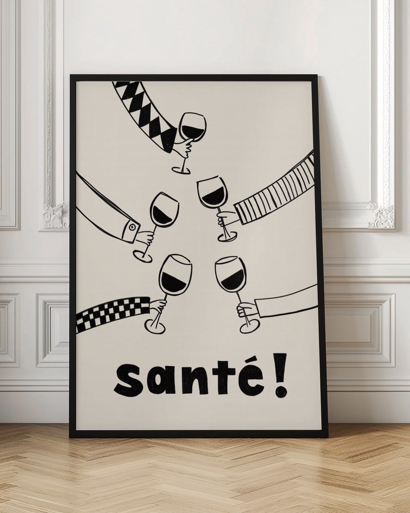 Santé Wine Party with Friends - Stretched Canvas, Poster or Fine Art Print I Heart Wall Art