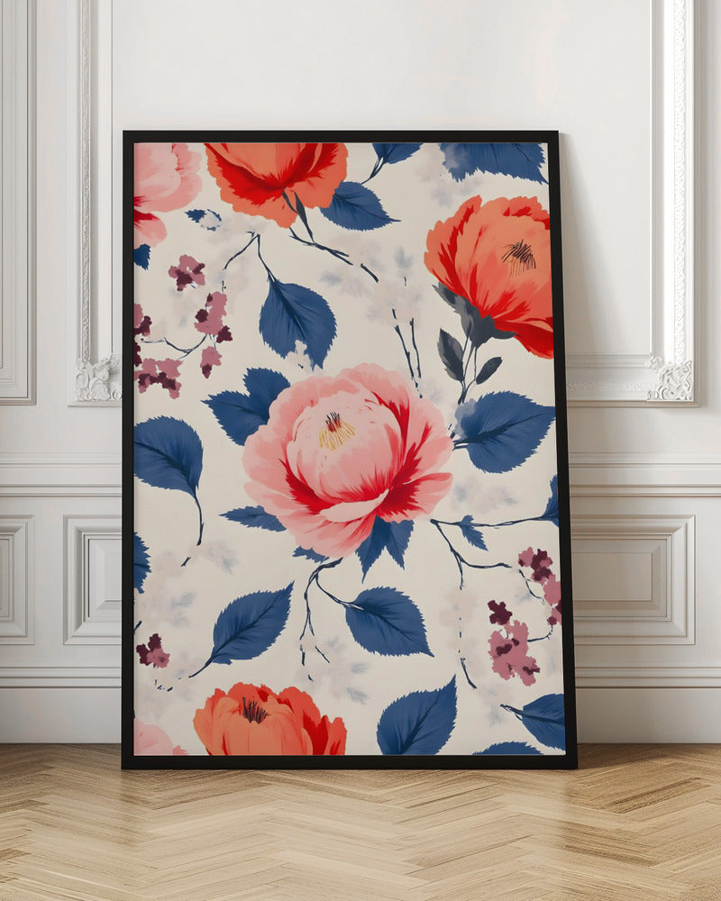 Crimson and Coral Flower - Stretched Canvas, Poster or Fine Art Print I Heart Wall Art