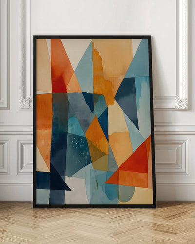 Abstract Angles of Blue and Orange - Stretched Canvas, Poster or Fine Art Print I Heart Wall Art