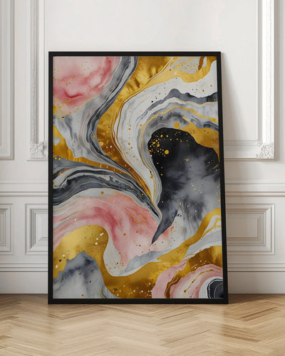 Golden Marble Whirls - Stretched Canvas, Poster or Fine Art Print I Heart Wall Art