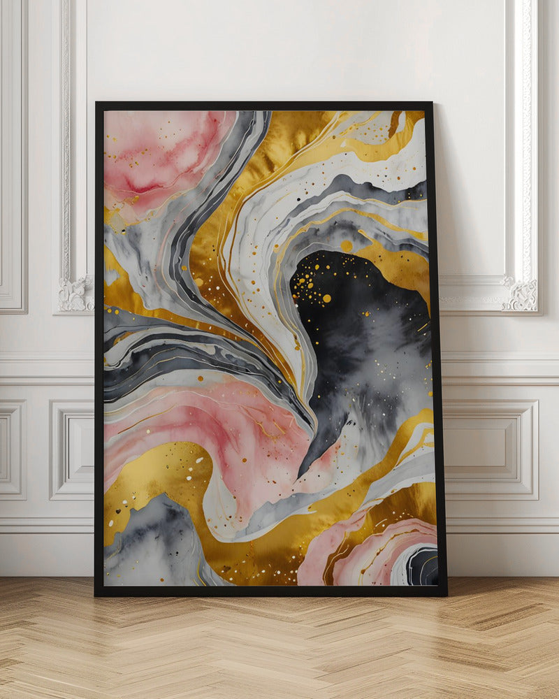 Golden Marble Whirls - Stretched Canvas, Poster or Fine Art Print I Heart Wall Art
