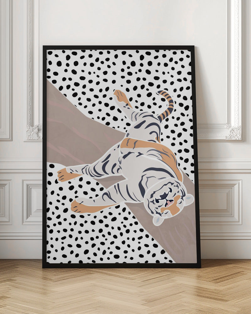 Tiger Sleeping polkadots - Stretched Canvas, Poster or Fine Art Print I Heart Wall Art