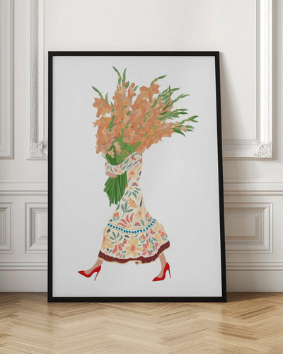 Boho Floral Dress white - Stretched Canvas, Poster or Fine Art Print I Heart Wall Art