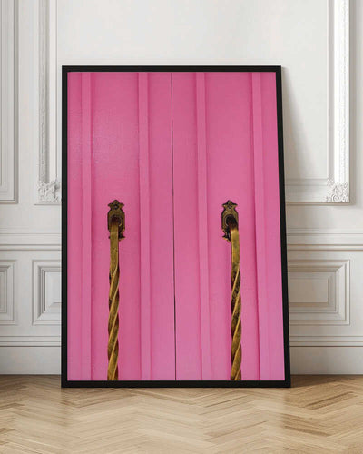 Modern Pink Doors with Brass Handles - Stretched Canvas, Poster or Fine Art Print I Heart Wall Art