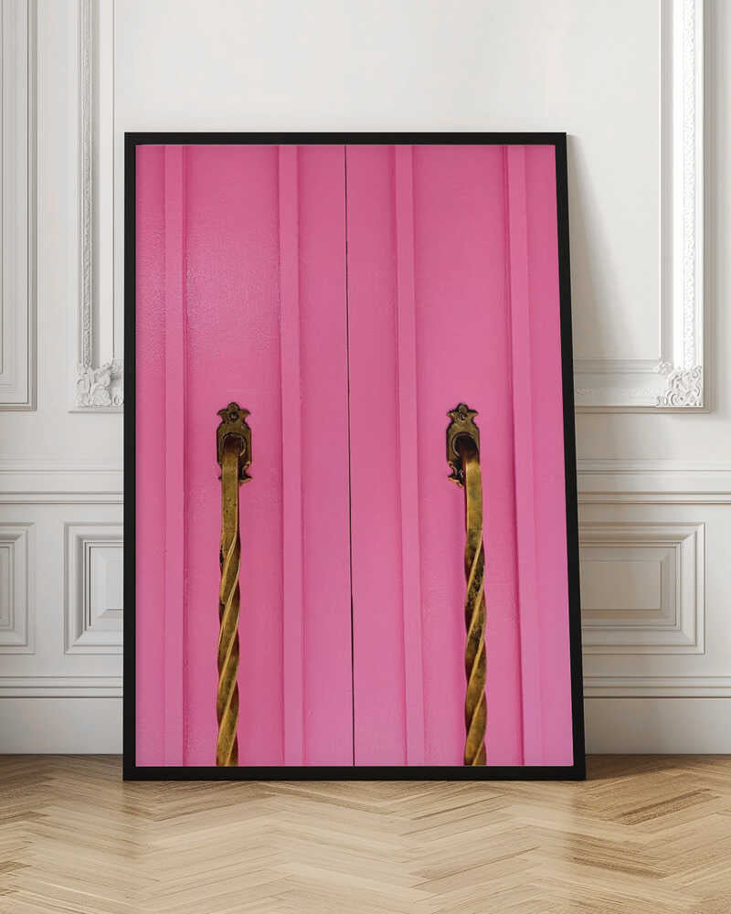 Modern Pink Doors with Brass Handles - Stretched Canvas, Poster or Fine Art Print I Heart Wall Art