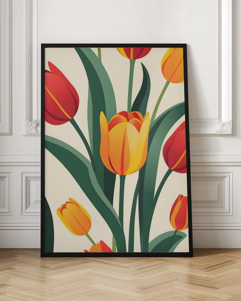 Bold Tulip Illustration - Stretched Canvas, Poster or Fine Art Print I Heart Wall Art