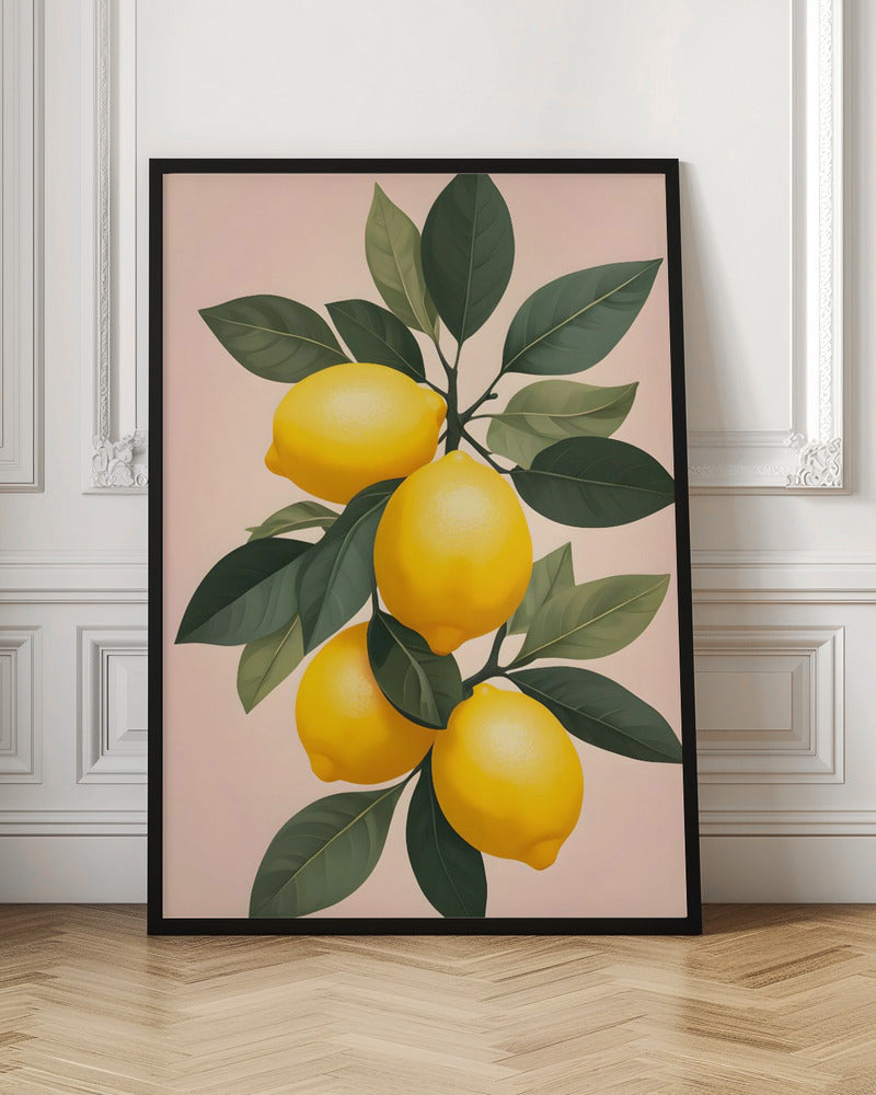Golden Lemons On Green - Stretched Canvas, Poster or Fine Art Print I Heart Wall Art