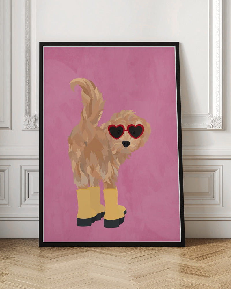 Cockapoo in wellies - Stretched Canvas, Poster or Fine Art Print I Heart Wall Art