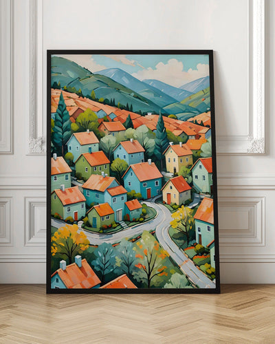 Pastel Village Dream - Stretched Canvas, Poster or Fine Art Print I Heart Wall Art