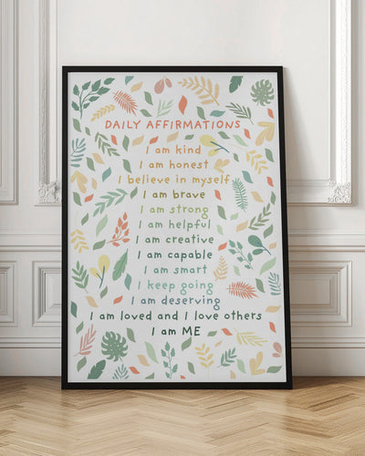 Daily Affirmations leaves - Stretched Canvas, Poster or Fine Art Print I Heart Wall Art